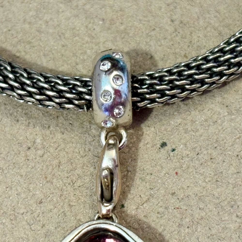 Brighton Callisto Snap Bead adapter for clip-on charm Silver w Crystals Retired